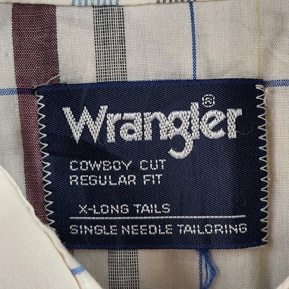 Wrangler Cowboy Cut Regular X-long Tails Single Needle Pearl Snap Plaid Shirt - Picture 11 of 16